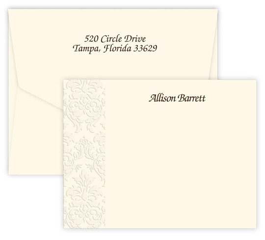 Triple Thick Embossed Damask Flat Note Cards